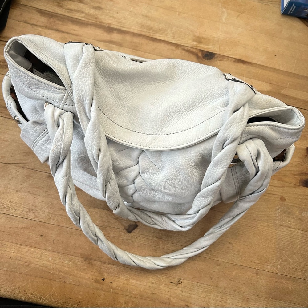 B. Makowsky Westport Vachetta Braided Satchel Tote - Picture 5 of 9